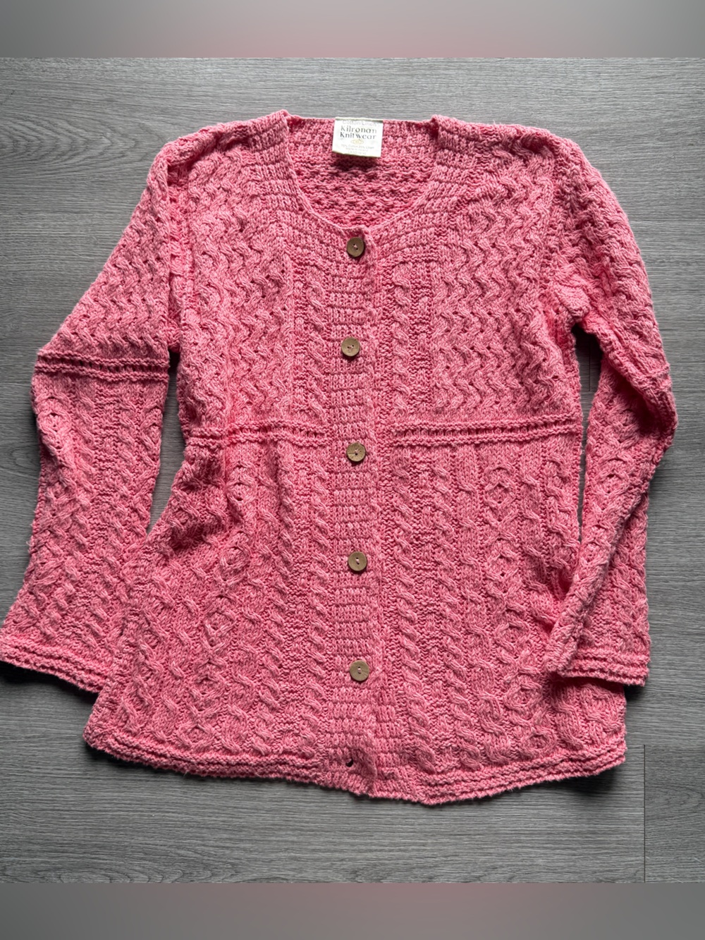 Pink Cable Knit Button-Front Cardigan Sweater